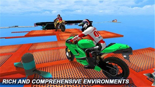 终极特技摩托中文版：设置了各种障碍物和陷阱，非常考验玩家们的驾驶技术！